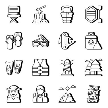 Seyahat ve Tur Doğrusal Simgeleri Paketi