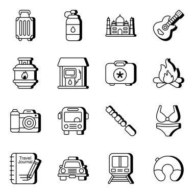 Seyahat Doğrusal Simgeleri Paketi