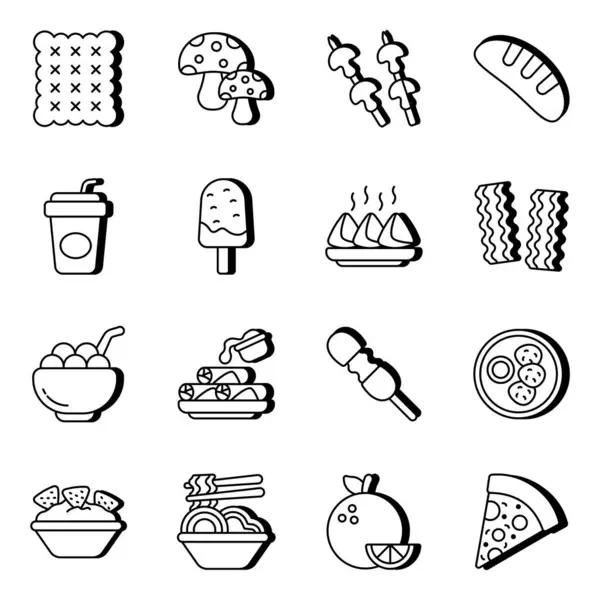 Pack Fast Food Vector Icons — Vetor de Stock