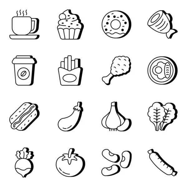 Pack Food Drink Vector Icons — стоковый вектор