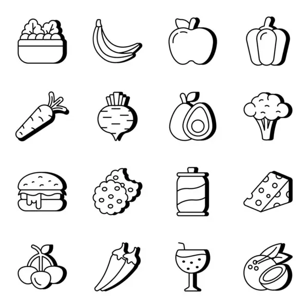 Pack Food Vector Icons — стоковый вектор