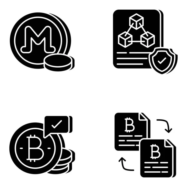 Pack Von Kryptowährungen Und Blockchain Flat Icons — Stockvektor