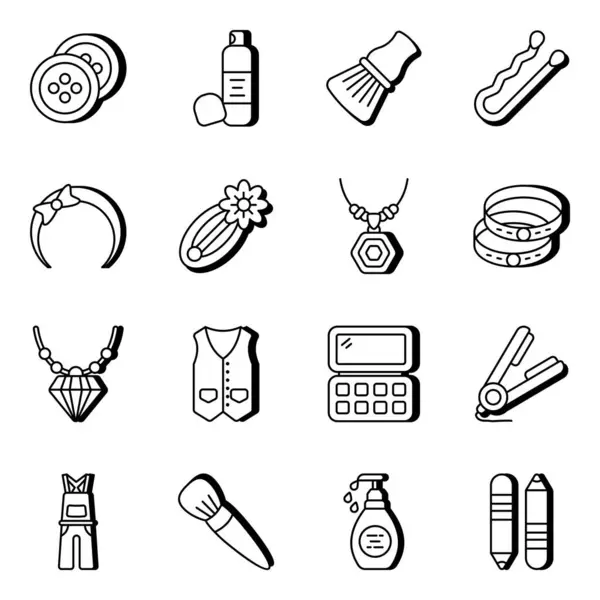 Pack Wearable Accessories Linear Icons — Stock Vector