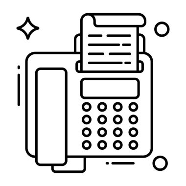 Faks makinesinin kavramsal düz tasarım simgesi 