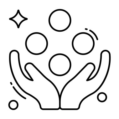 Hokkabazlık toplarının kavramsal düz tasarım simgesi 