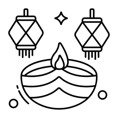 Benzersiz bir gaz lambası tasarımı ikonu