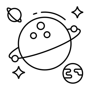 Editable design icon of revolving planet 