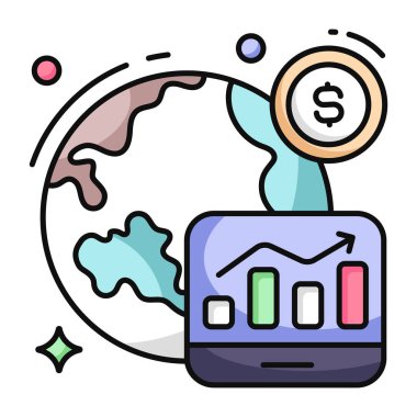 Çevrimiçi istatistiklerin düz tasarım simgesi 