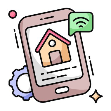 Mobil gayrimenkullerin kavramsal düz tasarım simgesi