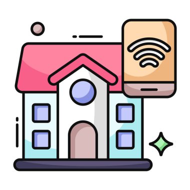 Akıllı evin modaya uygun vektör tasarımı