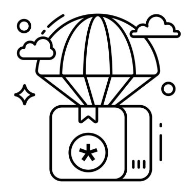 An icon design of medicine parachute delivery