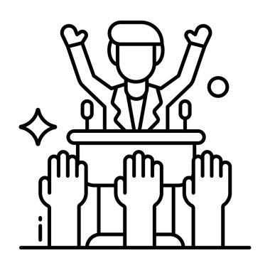 Politikacı konuşmasının mükemmel tasarım simgesi 