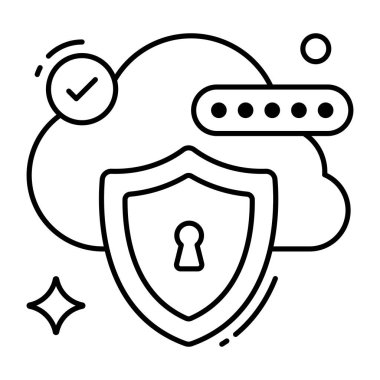 Conceptual flat design icon of cloud security