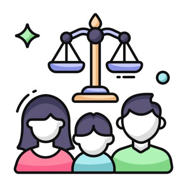 Aile hukukunun kavramsal düz tasarım simgesi