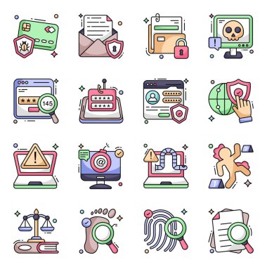 Siber Güvenlik Düz Simgeleri Paketi 