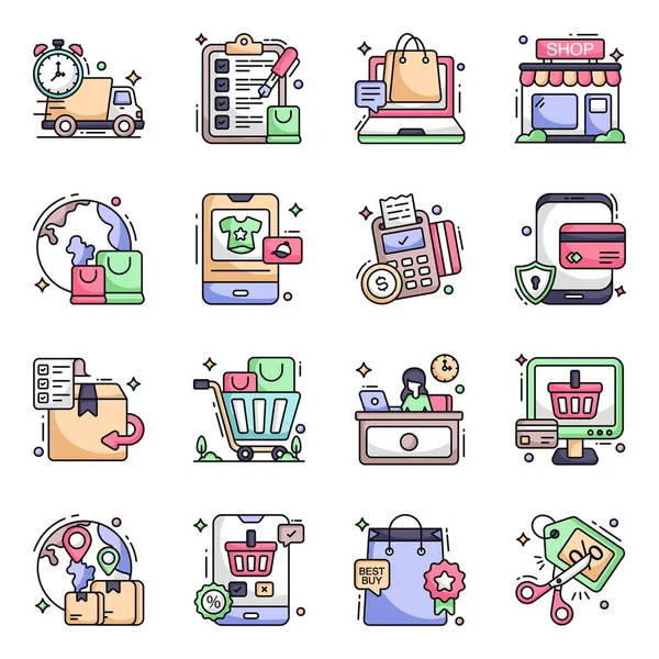 stock vector Pack of Shopping Flat Icons 