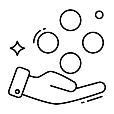 Hokkabazlık toplarının kavramsal düz tasarım simgesi 