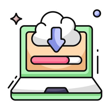 Conceptual flat design icon of cloud download