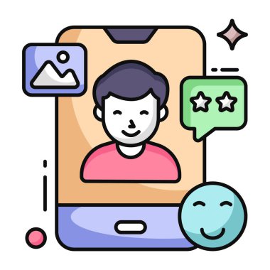 Mobil video çağrısının düz tasarım simgesi