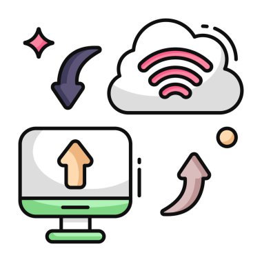 Editable design icon of cloud data transfer