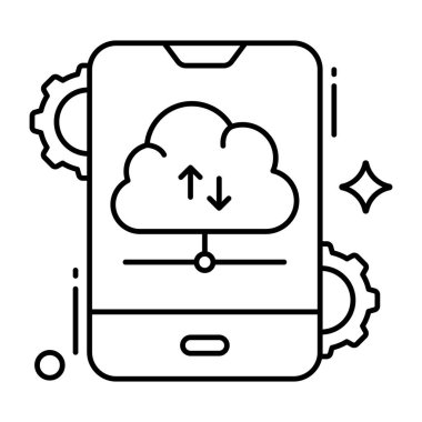 Editable design icon of cloud data transfer