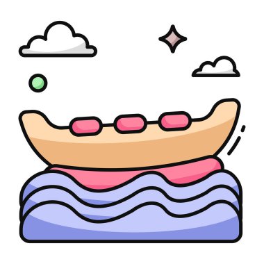 A flat design icon of rowing boat 