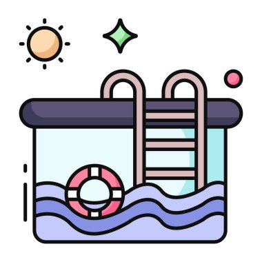 Editable design icon of swimming pool