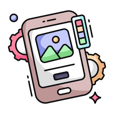 Mobil fotoğraf ayarlarının yaratıcı tasarım simgesi 