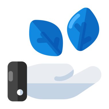 Eko bakımın mükemmel tasarım simgesi, eldeki yapraklar 