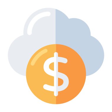 Dollar coin with cloud symbolizing concept of cloud money