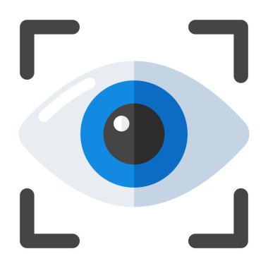 A colored design icon of iris recognition