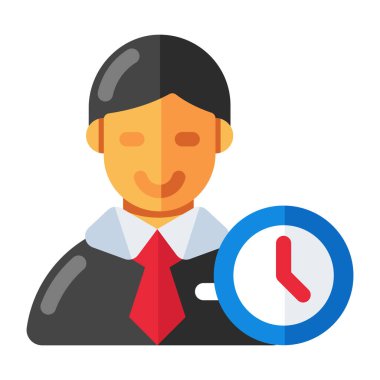 Dakik çalışanın düz tasarım simgesi 