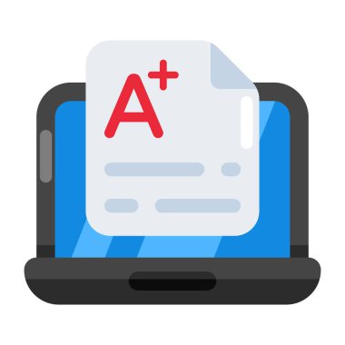 A + sınıfı, çevrimiçi sınav sonuç konseptinin düzenlenebilir tasarım simgesi 