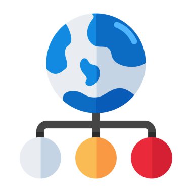 Küresel ağın düz tasarım simgesi 