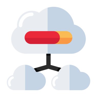 A flat design icon of cloud network