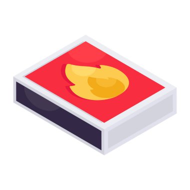 Kibrit kutusu, izometrik vektörün bir simge tasarımı 