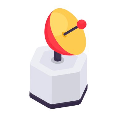 Uydu anteninin izometrik tasarım simgesi