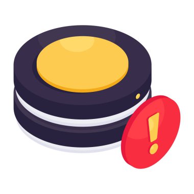 Veritabanı hatasını simgeleyen uyarı işareti olan Db rafı 