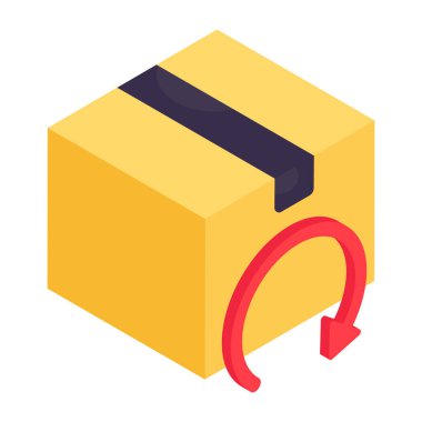 Paket dönüş simgesi beyaz arkaplanda izole edildi 