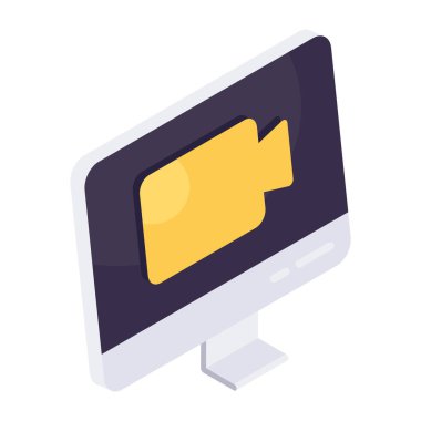 Beyaz arkaplanda izole edilmiş bir video kamera simgesi tasarımı 