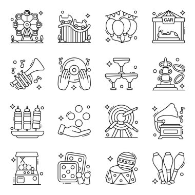 Müzik ve Eğlence Paketi Doğrusal Simgeleri