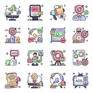 Pazarlama Düz Simgeleri Paketi 