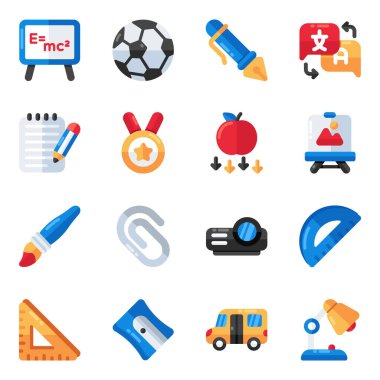 Çalışma Düz Simgeleri Seti