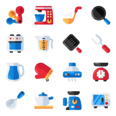 Mutfak Aksesuarları Düz Simgeleri