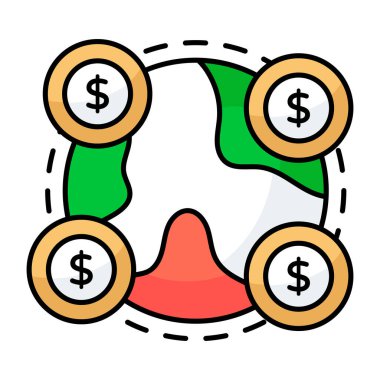 Küresel paranın düzenlenebilir tasarım simgesi