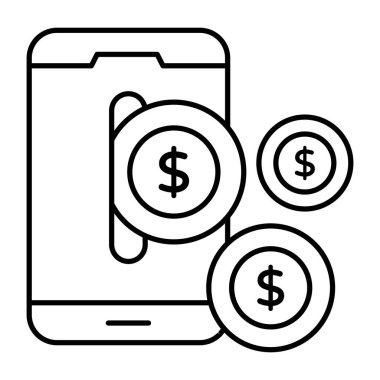 Dollar inside smartphone, icon of mobile money