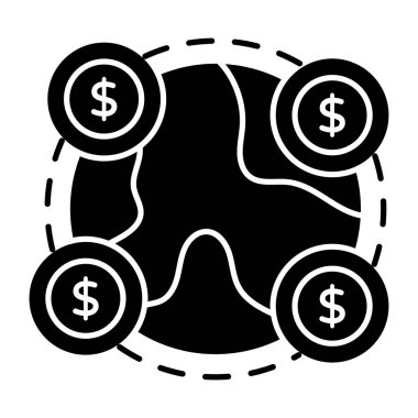 Küresel paranın düzenlenebilir tasarım simgesi