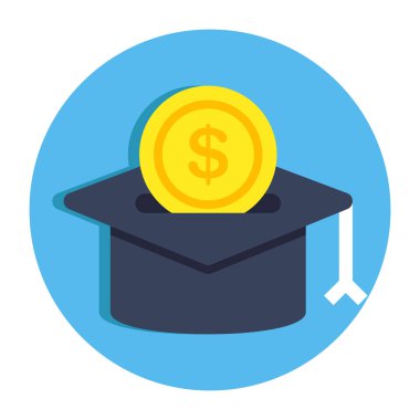 Dolar ile kitap, eğitim ödeneğinin düz tasarımı