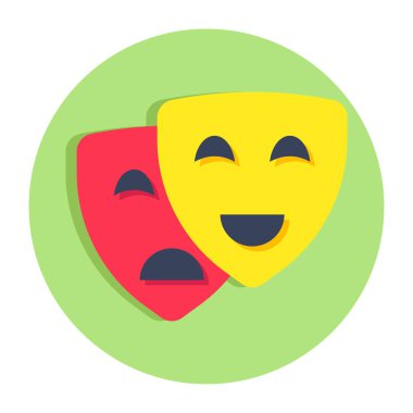       Happy and sad face mask, theater masks icon clipart