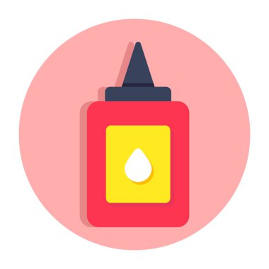 Yapıştırıcı şişesinin düz tasarım simgesi. 